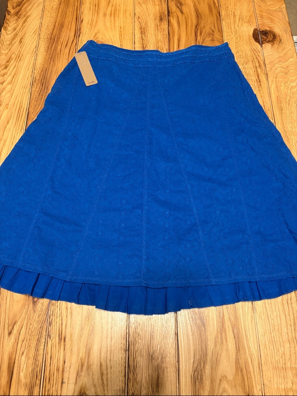 Cobalt A-Line Skirt with Pleated Trim